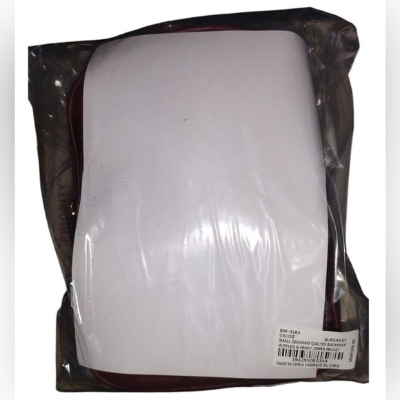 Badgley Mischka Small Studded Backpack Burgundy Gold Diamond Quilted Zipper NWT - Picture 3 of 4